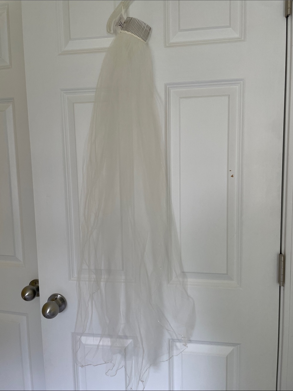White Bridal Veil with Comb